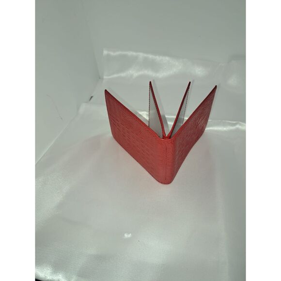Holiday Sale! Red Minimalist Alligator Leather Slim Unisex Card-Cash Wallet - Picture 6 of 7